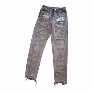 Asos Distressed Mid Rise Jeans Women Sz 25/34 Casual Denim Pants Trousers Skinny